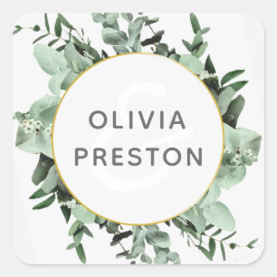 Carré Sticker Mariage Eucalyptus Greenery