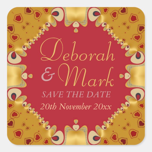 Carré Sticker Mariage Goldie Hearts (Devant)