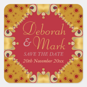 Carré Sticker Mariage Goldie Hearts