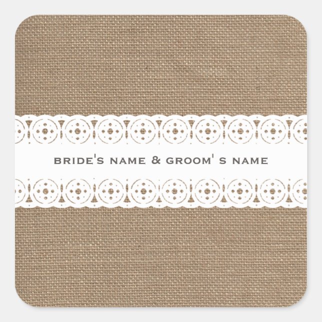Carré Sticker Mariage inspiré Burlap & Lace (Devant)
