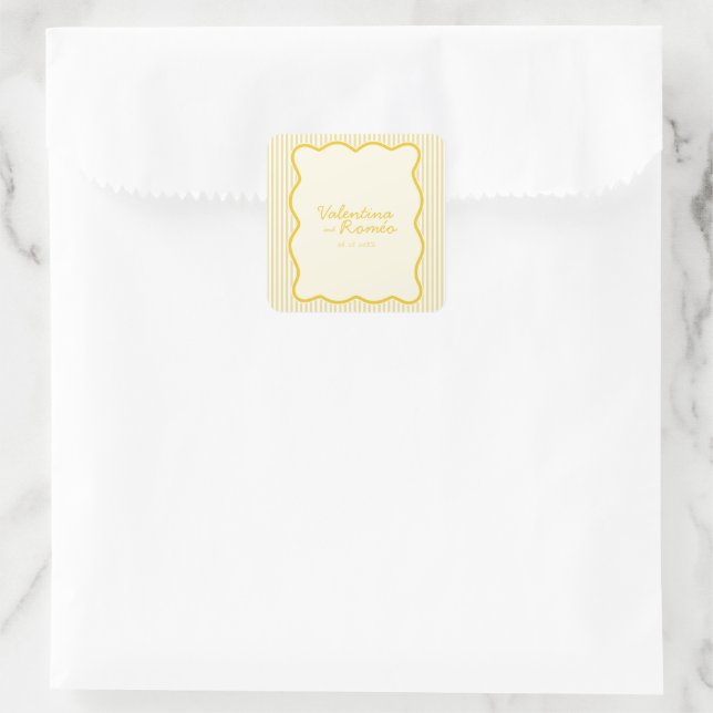 Carré sticker Mariage jaune beurre moderne (Sac)
