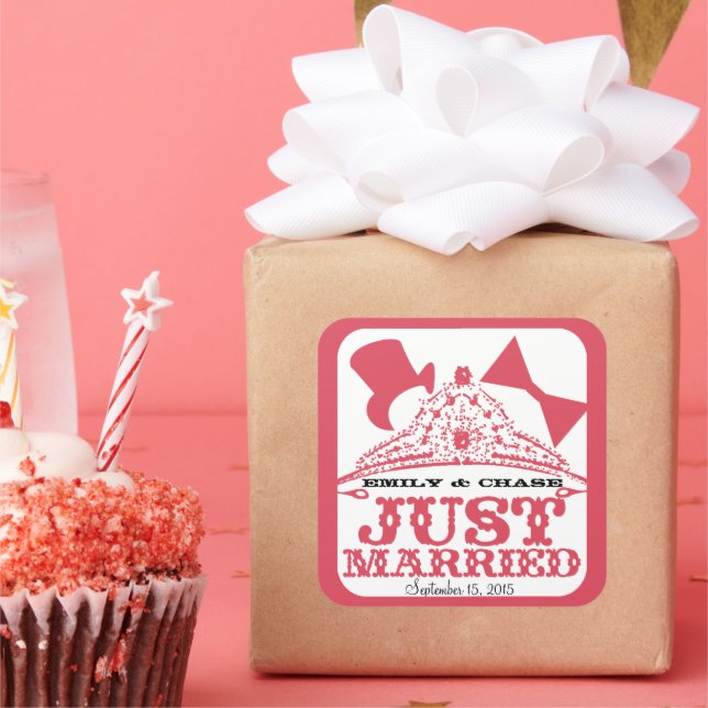 Carré Sticker Mariage juste marié Princesse mariée Tiara (Fête)