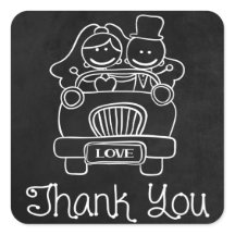 Sticker Mariage Merci Chalkboard Bride & Groom