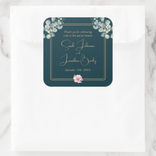 Carré Sticker Mariage Merci Floral Eucalyptus