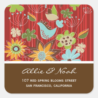 Carré Sticker Mariage Tropical Red Floral Garden Summer