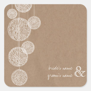 Carré Sticker Mariage Twine Globes Inspiré Carton