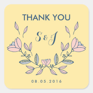 Carré Sticker Mariage Vintage jaune