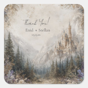 Carré Sticker Mariage Whimsical Castle Forest