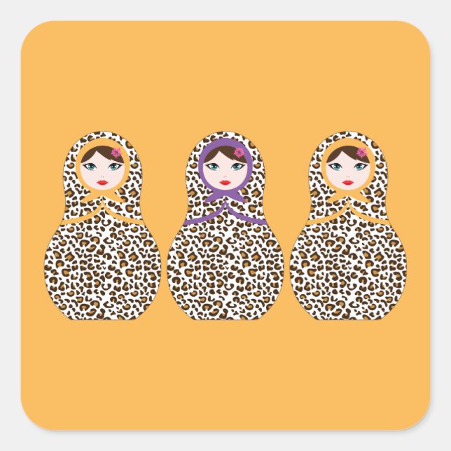 Carré Sticker Matryoshka Imprimé Cheetah (Devant)