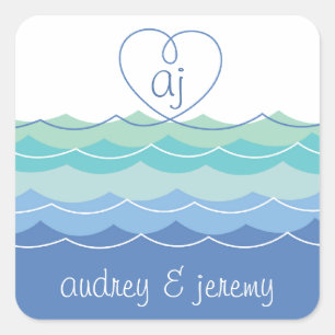 Carré Sticker Merci-cadeau Blue Waves Loopy