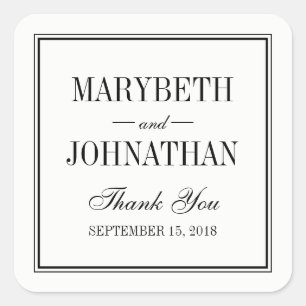 Carré Sticker Merci de mariage simple et élégant Favor