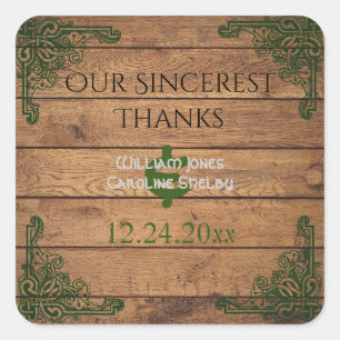 Carré Sticker Merci rustique celtique Claddagh