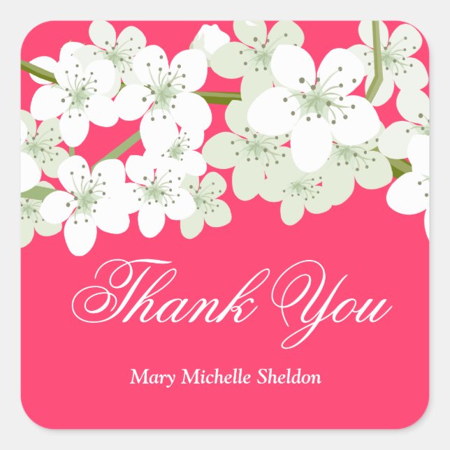 Carré Sticker Merci Sakura Cherry Blossoms (Devant)
