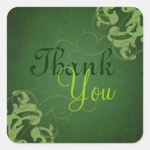 Carré Sticker Merci vert Noble Lime Scroll