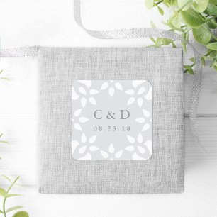Carré Sticker Monogramme Mariage Arabesque   Gris