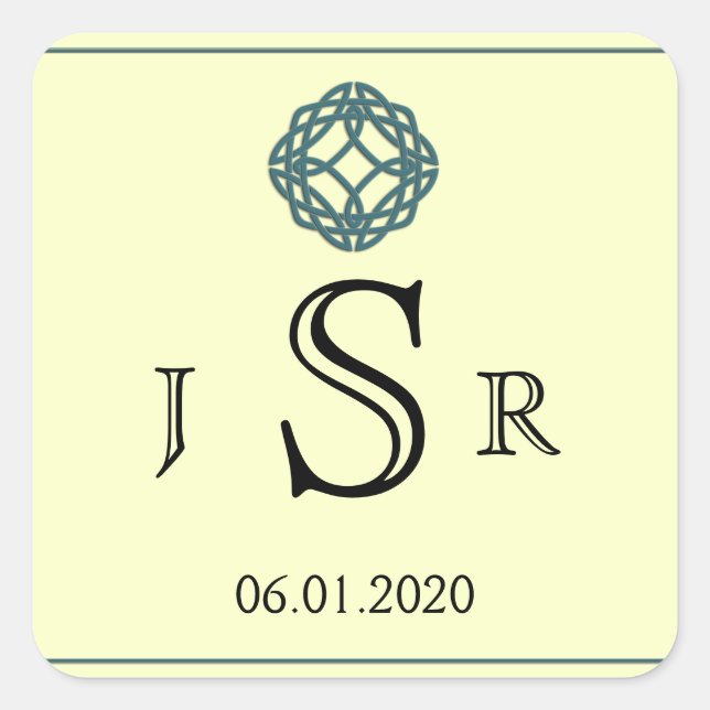 Carré Sticker Monogramme Teal Celtic Eternity Knot (Devant)