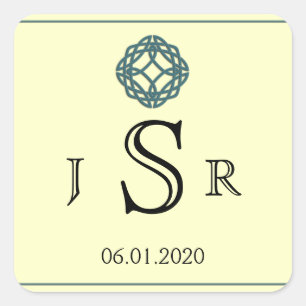 Carré Sticker Monogramme Teal Celtic Eternity Knot
