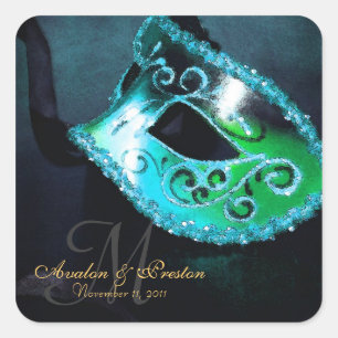 Carré Sticker Monogramme turquoise Masquerade