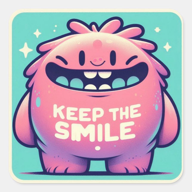 Carré Sticker monstre “Keep the smile“ (Devant)