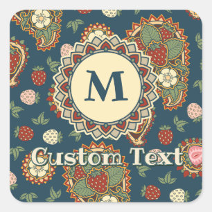 Carré Sticker Motif de fraise Paisley