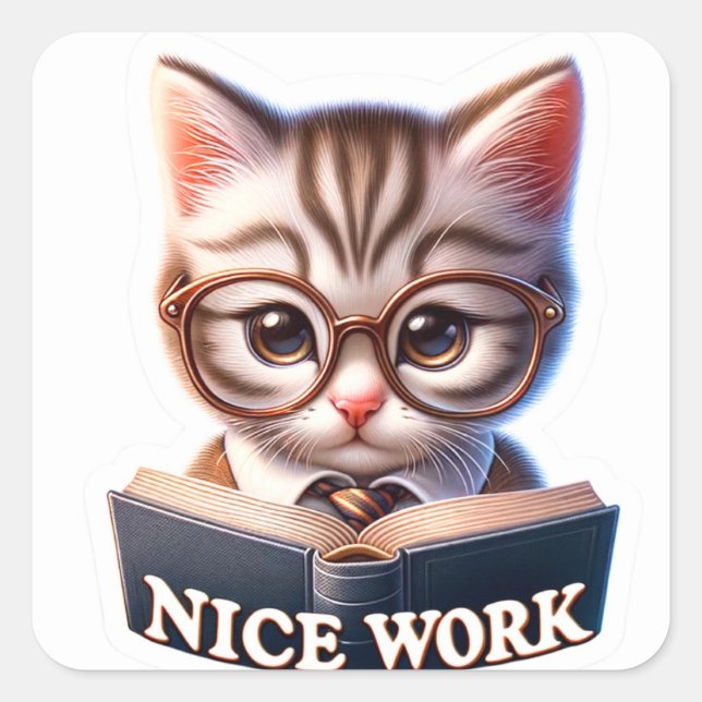 Carré Sticker multi sujets Kitten "Nice Work" (Devant)