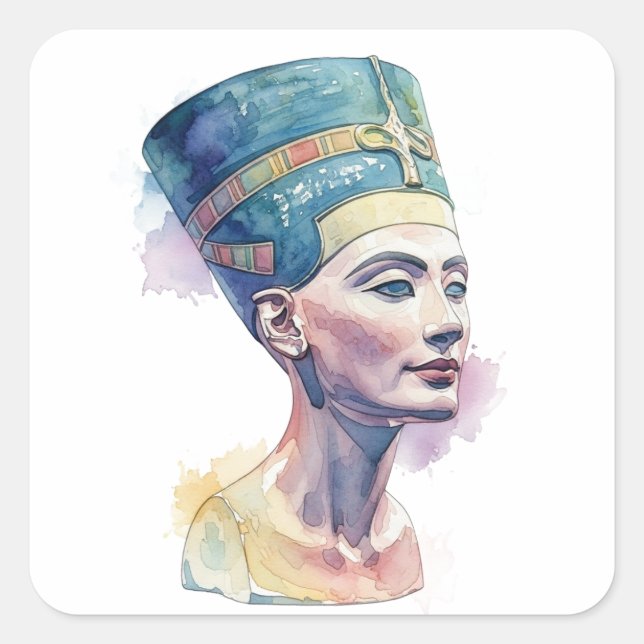 Carré Sticker Nefertiti Majestic Premium Aquarelle (Devant)