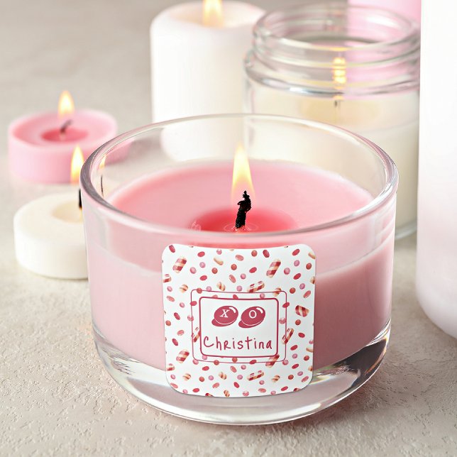 Carré Sticker Nom XO Candy Motif Valentines Jour 1,5po (Créateur téléchargé)