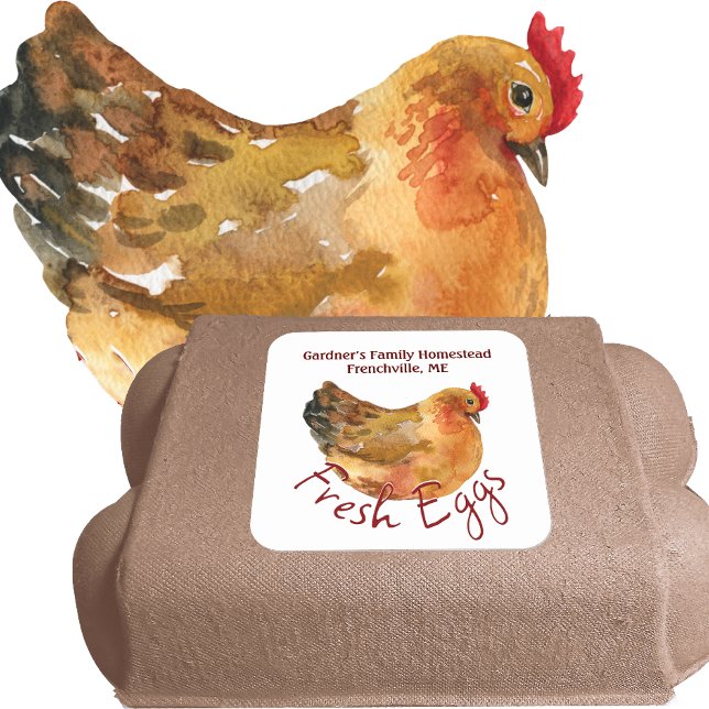 Carré Sticker OEUFS FRAIS avec aquarelle (Créateur téléchargé)