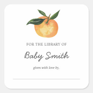 Carré Sticker orange plaque baby shower