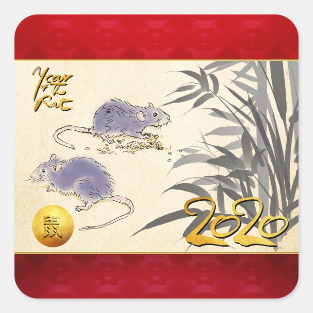 Carré Sticker original Rats Bambou peinture 2020 Sq (Devant)