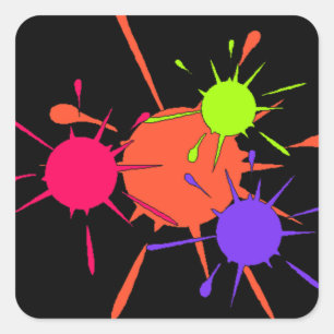 Carré Sticker Paintball Party Colorful Splates Peinture
