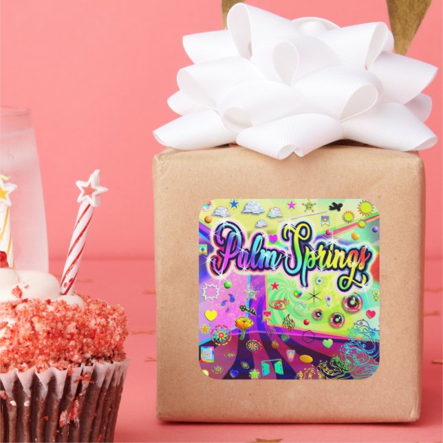 Carré Sticker Palm Springs "énergie Cool" (Fête)