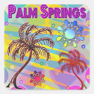 Carré Sticker Palm Springs Happy and Hope
