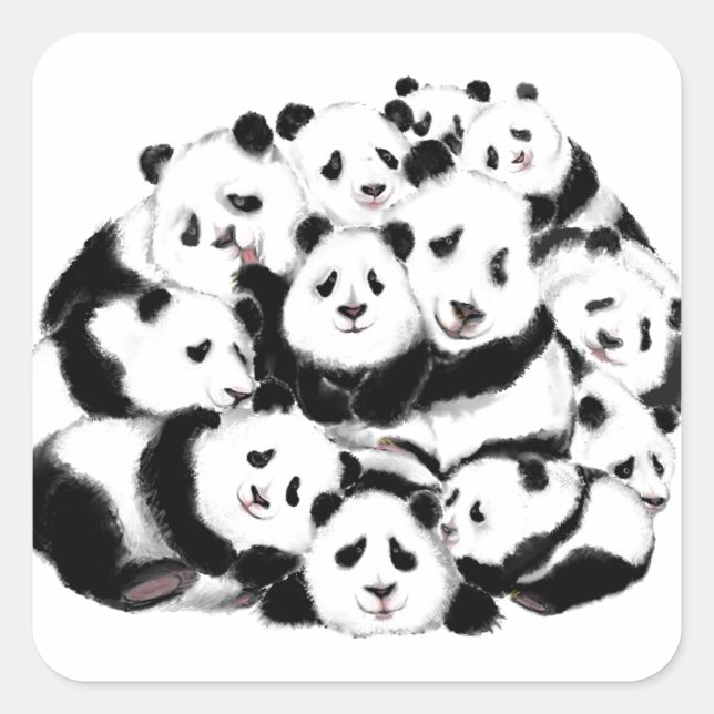 Carré Sticker Panda Funny Happy Family (Devant)