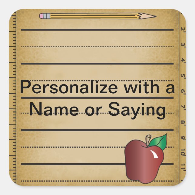 Carré Sticker papier règle pour un enseignant (Devant)