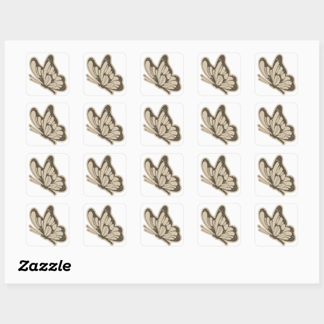 Carré Sticker Papillon vintage (20 pièces) (Feuille)