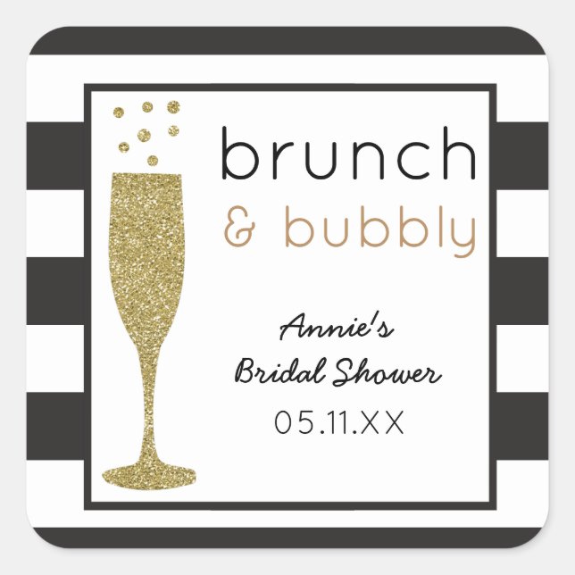 Carré Sticker Parties scintillant Brunch & Bubbly Faux (Devant)