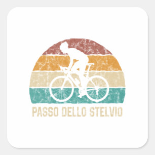 Carré Sticker Passo Dello Stelvio à vélo Grimpe Retro
