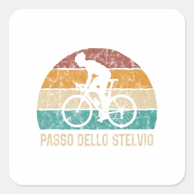 Carré Sticker Passo Dello Stelvio à vélo Grimpe Retro (Devant)