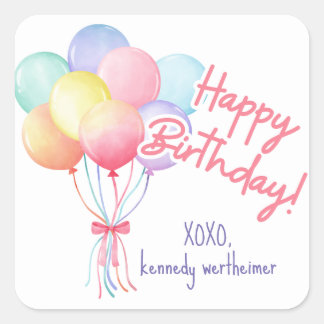 Carré Sticker Pastel Balloons d'anniversaire