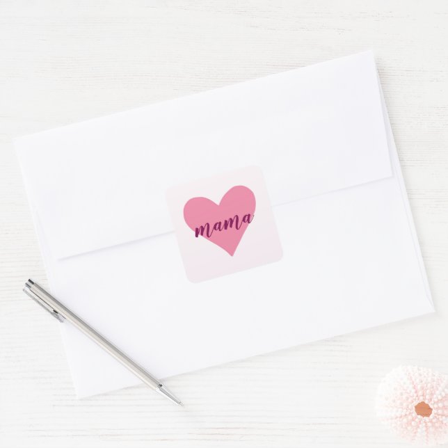 Carré Sticker Pastel Pink Heart Mama (Enveloppe)