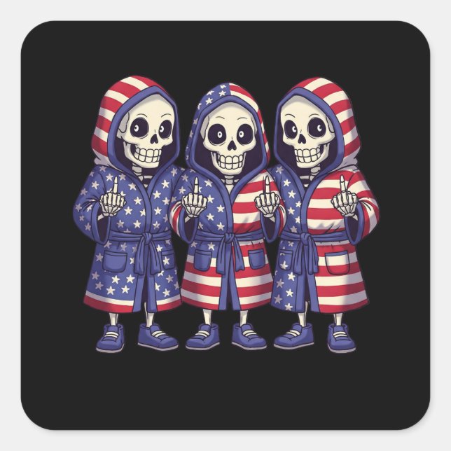 Carré Sticker patriotique Skeleton Trio (Devant)