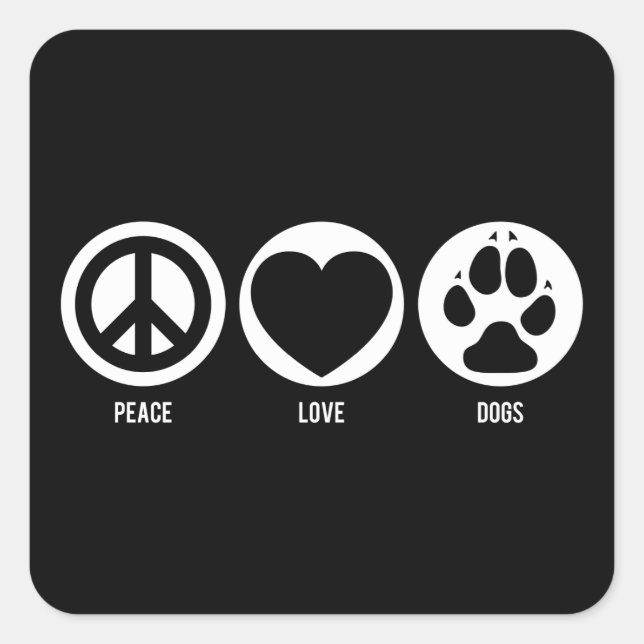 Carré Sticker Peace Love Dogs (Devant)