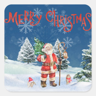 Carré Sticker père Noël Joyeux Noël