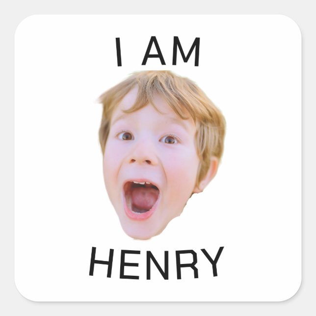 Carré Sticker personnalisé drôle visage Anniversaire Cor (Devant)