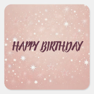 Carré Sticker personnalisé rose joyeux anniversaire