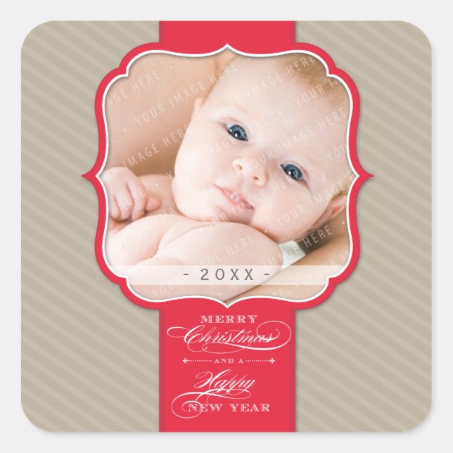 Carré STICKER PHOTO DE NOËL :: lapin 3 (Devant)