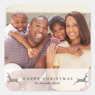 Carré Sticker photo de Noël Rustic Deer