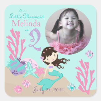 Carré Sticker photo Little Mermaid Brunette 2