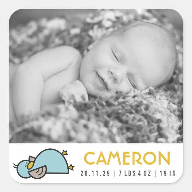 Carré Sticker photo pour bébé nouveau bébé bébé canard d (Devant)